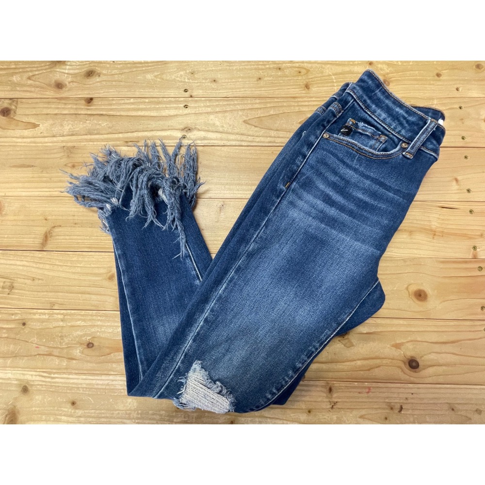 KanCan Los Angeles‎ Distressed Fringe Hem Skinny Jeans Blue Size 3/25